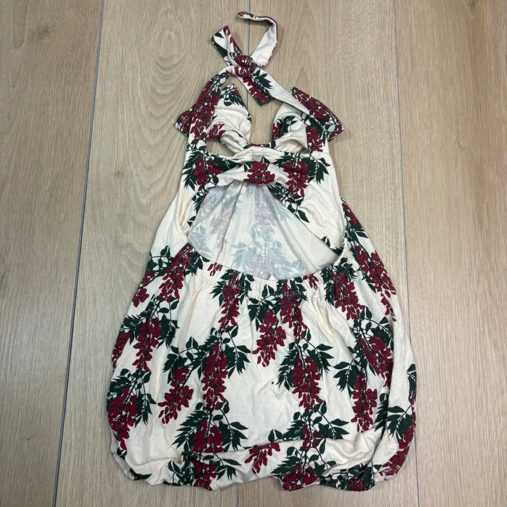 LOT OF 2 Kate Quinn Baby Girls 2T Coffee Bodysuit Floral Halter Bubble Romper